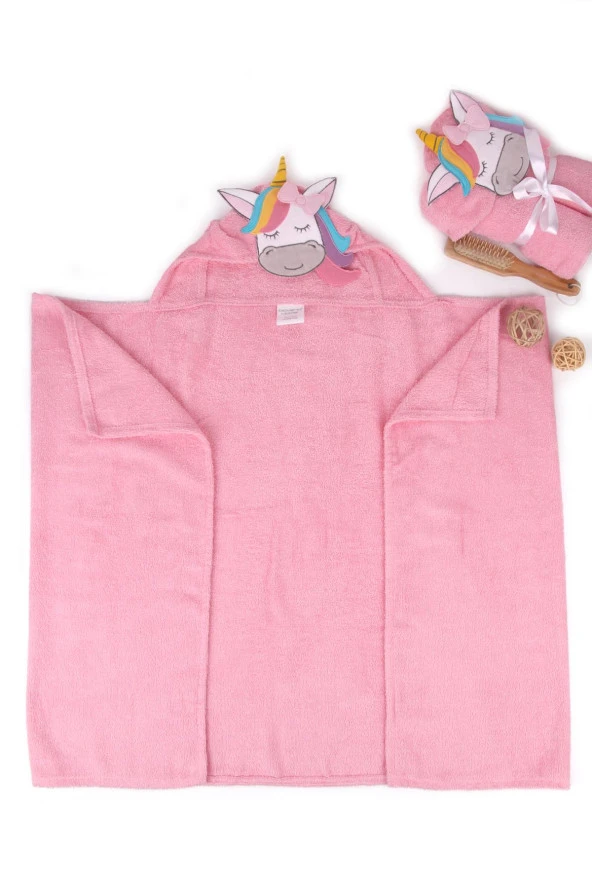 %100 Pamuk Unicorn Nakışlı 70x130 Panço ürün görseli 1
