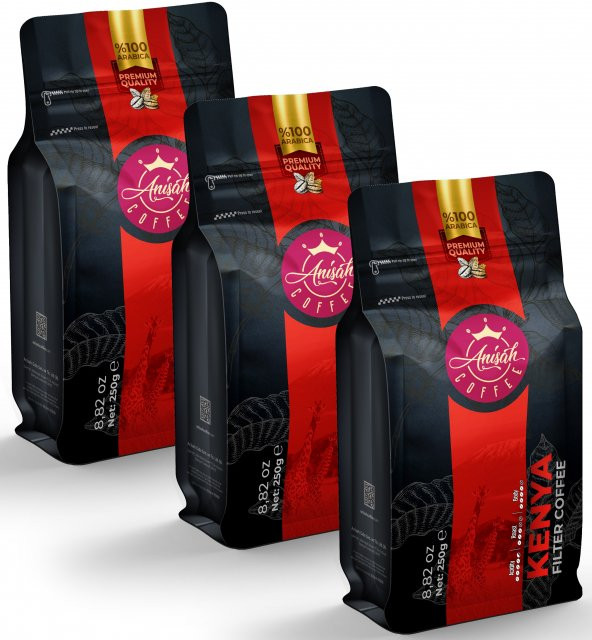Anisah Coffee Kenya Öğütülmüş Filtre Kahve 3x250gr ürün görseli 1