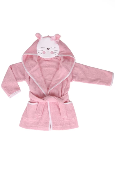 %100 Pamuklu Kedi Desenli Çocuk Bornozu ürün görseli 1