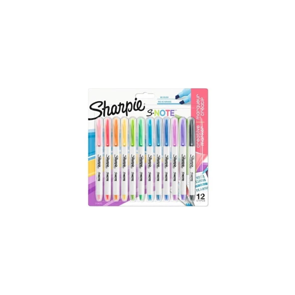 Sharpie Fosforlu Kalem Snote Çok İşlevli Karışık 12 Renk Karışık ürün görseli 1