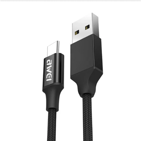 Awei Micro USB Hızlı Şarj ve USB Kablo Kırılmaz 1Mt CL-50 Siyah ürün görseli 1
