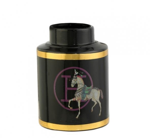 Crearthome Atlı Hermes Siyah Gold Dekoratif Küp Küçük Boy 12x12x17 cm AK.WLT0704 ürün görseli 1