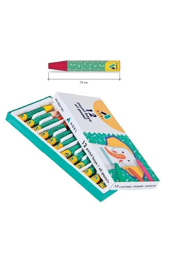12 Renk Pastel Boya 1 Paket 12 Li Yağlı Pastel Boya Karton Kutu Adel Pastel ürün görseli 1