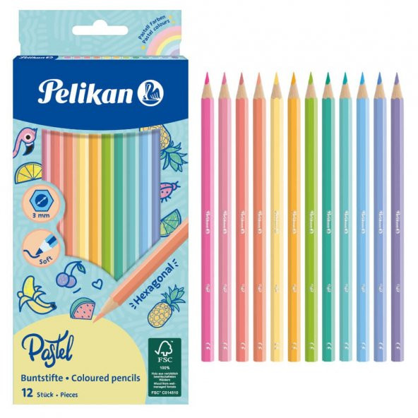 Pelikan Kuru Boya Kalemi Pastel Renkler 12li Kutu ürün görseli 1