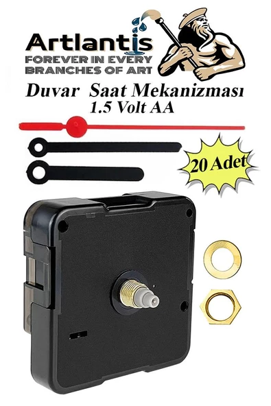 Duvar Saat Mekanizması 20 Adet 10 mm Şaft Sessiz Saat Motoru Akrep Yelkovan Okul Deney Saat Yapım ürün görseli 1