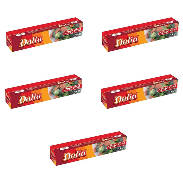 Dalia Şeffaf Mutfak Rulo Streç Film Folyo - 45 Cm. x 100 Metre - 8 Mikron - Gıdaya Uygun - 5 Paket ürün görseli 1