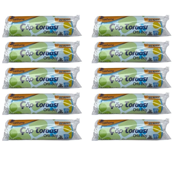 Canhome Mavi Orta Boy 55x60 Cm. 30 Litre Çöp Torbası Poşeti - 20 Adetlik 10 Rulo ürün görseli 1