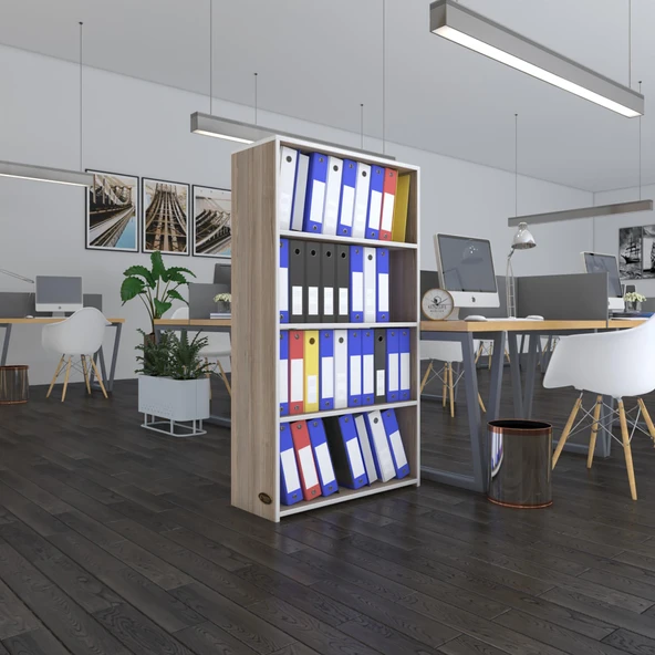Kenzlife klasörlük raflı erlinay crd 140*80*30 kitaplık ofis arkalıksız ürün görseli 1
