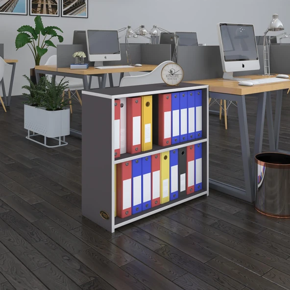 Kenzlife klasörlük raflı burutay gri 70*80*30 kitaplık ofis arkalıksız ürün görseli 1