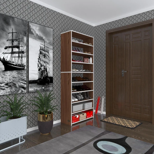 Kenzlife ayakkabılık goya cvz 180*70*30 arkalıksız ayakkabı ofis dolabı iki bölme ürün görseli 1