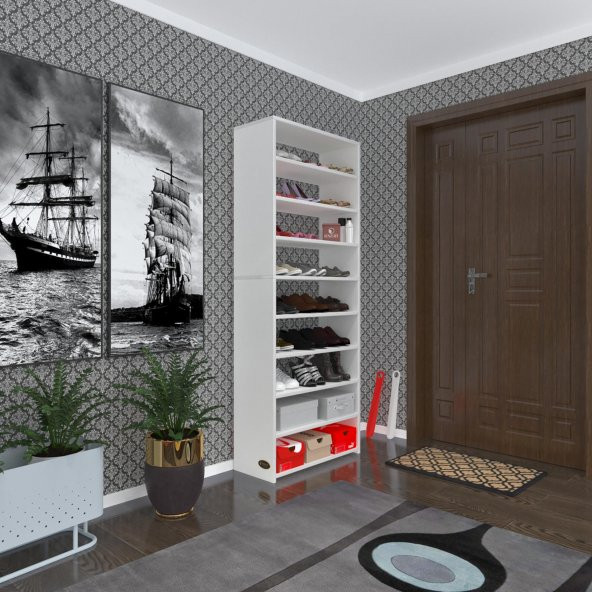 Kenzlife ayakkabılık goya byz 180*70*30 arkalıksız ayakkabı ofis dolabı iki bölme ürün görseli 1