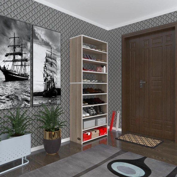Kenzlife ayakkabılık goya crd 180*70*30 arkalıksız ayakkabı ofis dolabı iki bölme ürün görseli 1
