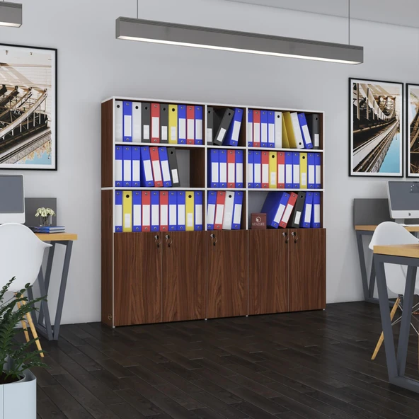 Kenzlife klasör dolabı kilitli gökbörü cvz 175*200*30 klasörlük kitaplık ofis arkalıksız ürün görseli 1