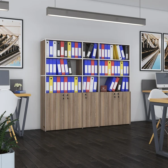 Kenzlife klasör dolabı kilitli gökbörü crd 175*200*30 klasörlük kitaplık ofis arkalıksız ürün görseli 1