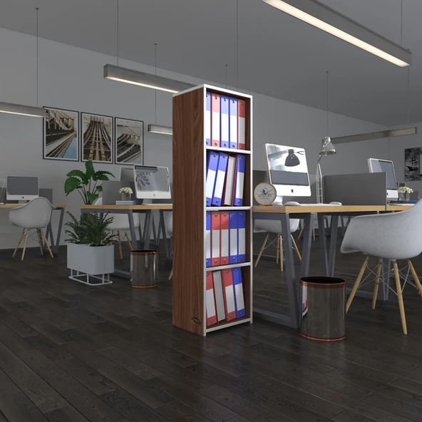 Kenzlife klasörlük raflı börteçin cvz 140*40*30 kitaplık ofis arkalıksız ürün görseli 1