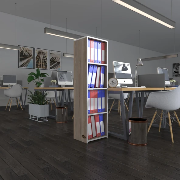 Kenzlife klasörlük raflı börteçin crd 140*40*30 kitaplık ofis arkalıksız ürün görseli 1