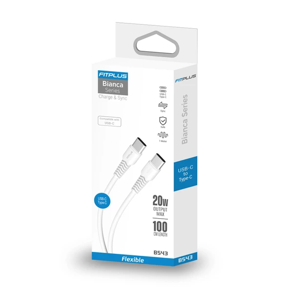 FitPlus Bianca B543 Type-C - Type-C Flex 20W PD Şarj Kablosu 1mt - Resim 5