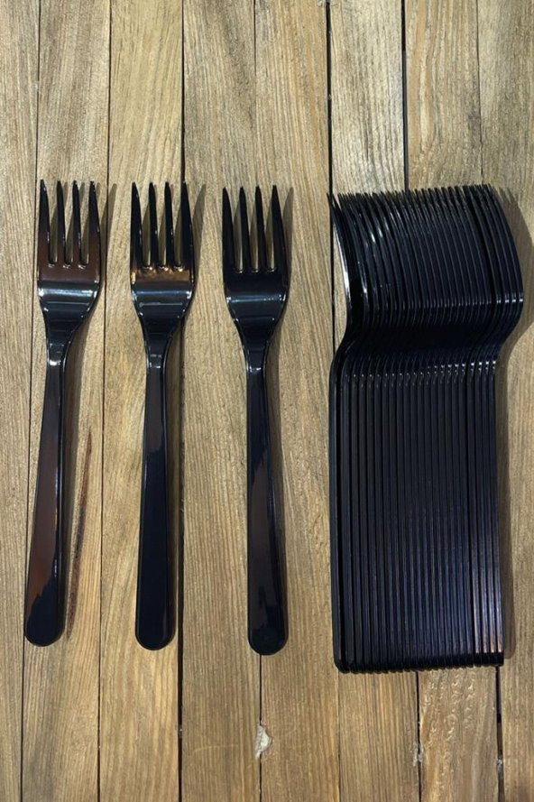 Beysüs Plastik Çatal Parti Çatal Siyah ürün görseli 1