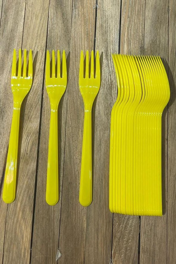 Beysüs Plastik Çatal Parti Çatal Sarı ürün görseli 1