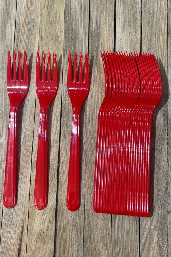 Beysüs Plastik Çatal Parti Çatal Kırmızı ürün görseli 1