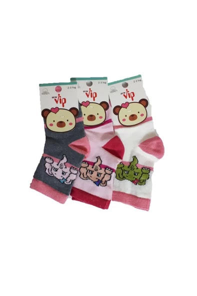 Lababy Renkli Desenli Kız Bebek Soket Çorap 6 lı Paket ürün görseli 1