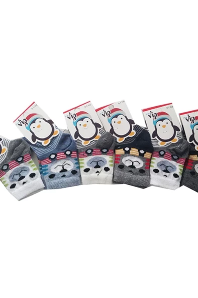 Lababy Renkli Desenli Pamuklu Erkek Bebek/Çocuk Çorabı 12li Paket ürün görseli 1