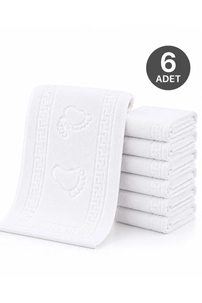 6 lı Ayak İzli Banyo Pamuklu Ayak Havlusu 50x70 Cm ürün görseli 1