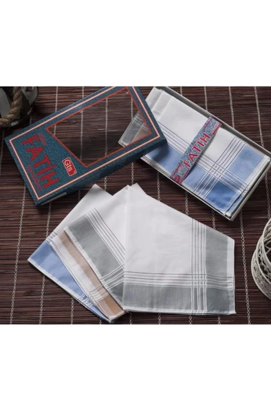 Fatih Kutulu 40x40 cm Düzine 12 Adet Kumaş Mendil FM 01 ürün görseli 1
