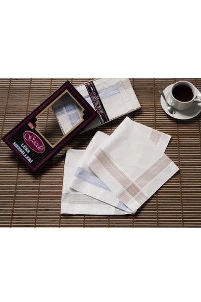 Siyah Kutulu 42x42 cm Düzine 12 Adet Kumaş Mendil-GM 03 ürün görseli 1