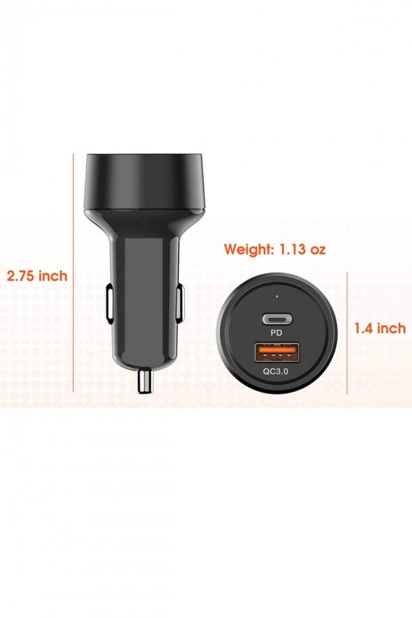 20w Hızlı Araç Şarjı (usb-c Pd 3.0 20w + Quick Charge 3.0 20w) ürün görseli 1