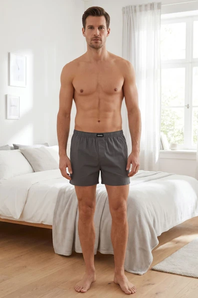 6'lı Gümüş 4020 Düğmeli Erkek Pamuklu Boxer ürün görseli 1