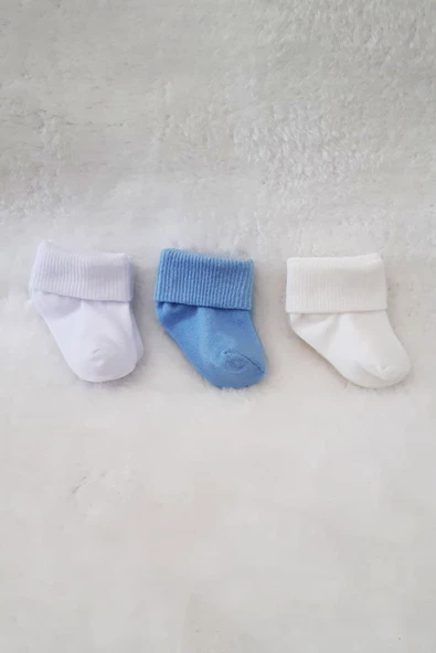 3lü Kız Erkek Bebek Yenidoğan Çorap Pamuklu Likralı Esnek ürün görseli 1