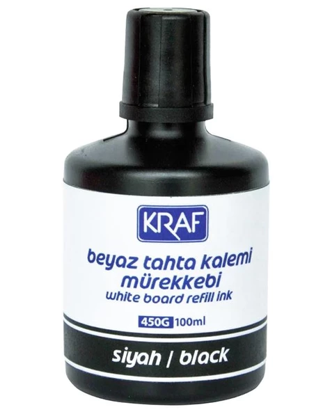 Kraf Beyaz Tahta Kalemi Mürekkebi 100ml Siyah 450G ürün görseli 1