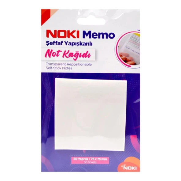 Noki Memo 75*75 Şeffaf Yapışkanlı Not Kağıdı 50Yp. 12300 ürün görseli 1