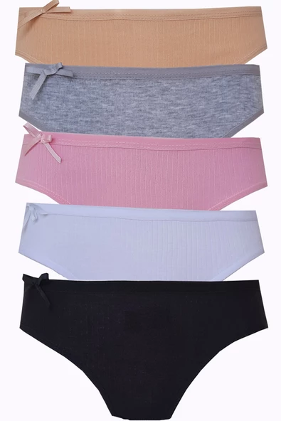 5li Kadın Fitilli Bikini Renkli Ekonomik Esnek Yumuşak Külot ürün görseli 1