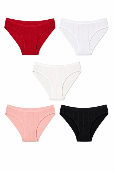 Tutku 5li Kadın Jakarlı Bikini Külot %100 Pamuklu 0679 ürün görseli 1