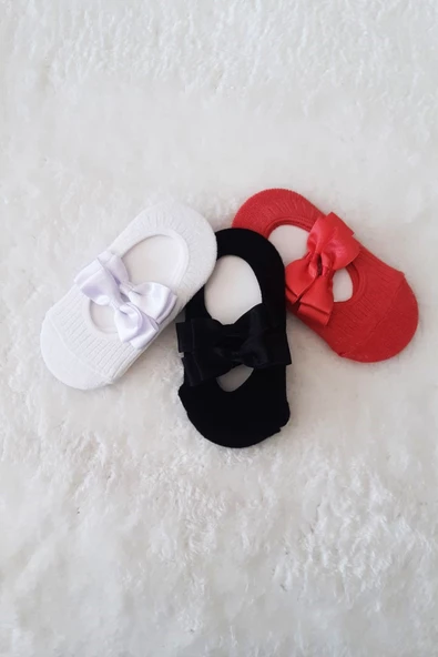 3lü Kız Bebek Fiyoklu Babet Çorap Pamuklu Çapraz Bantlı Esnek ürün görseli 1
