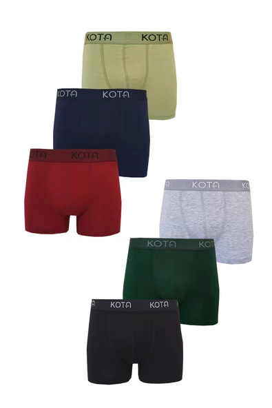 Kota 6lı Erkek Likralı Boxer Pamuklu Esnek Rahat Renkli Paçalı ürün görseli 1