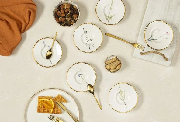 Porland Botanical Serisi 6Lı 11cm Çay Tabağı Takımı Karma Desen ürün görseli 1