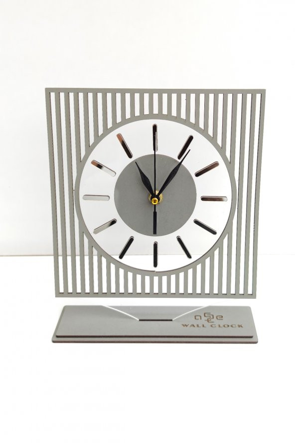 aSSe Tasarım Long Line Mirrored Desk Clock ( Masa Saati 20x24 ) Sessiz Mekanizma ürün görseli 1