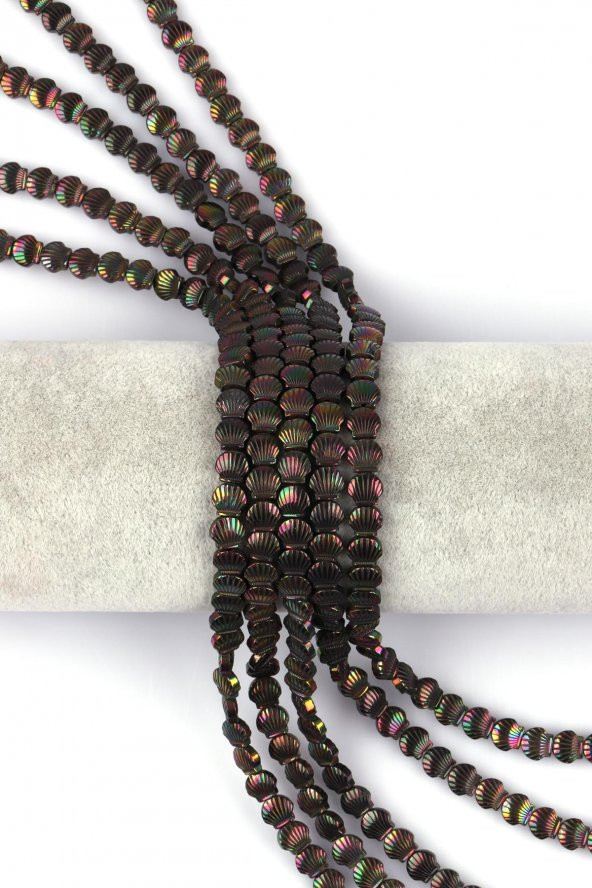 Koyu Yeşil Hematit Doğal Taş Dizi 6 x 3 mm Deniz Kabuğu Model ürün görseli 1