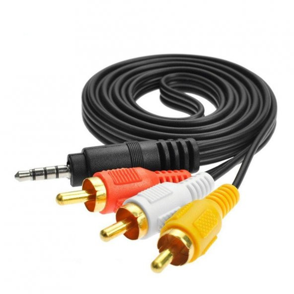 3.5 mm Stereo to 3 RCA AV Kablo 1.5 Metre ürün görseli 1