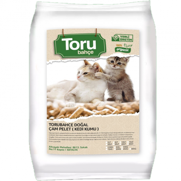 TORUBAHCE  Doğal çam  Pelet ( KEDİ KUMU ) 10 kg ürün görseli 1