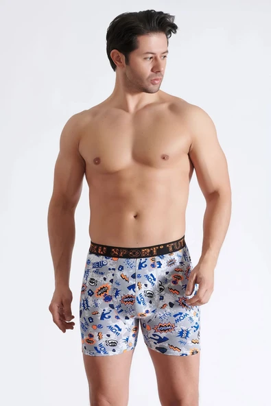 Tutku Erkek Boxer Desenli Likralı Pamuklu Boxer 5li Paket ürün görseli 1