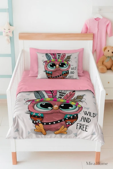 Yenidoğan Kız Bebek Nevresim Takımı 3D Pamuklu Wild and Free ürün görseli 1