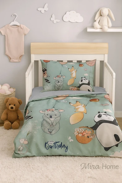 Yenidoğan Kız / Erkek Unisex Bebek Nevresim Takımı 3D Pamuklu Sevimli Hayvanlar ürün görseli 1