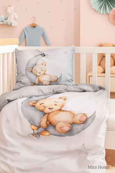 Yenidoğan Kız / Erkek Unisex Bebek Nevresim Takımı 3D Pamuklu Uykudaki Ayıcık ürün görseli 1