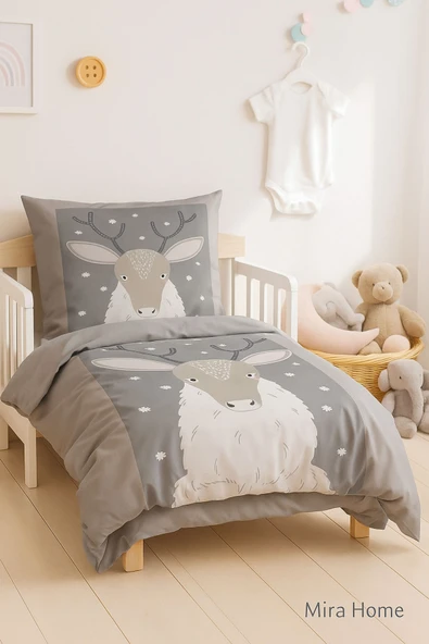 Yenidoğan Kız / Erkek Unisex Bebek Nevresim Takımı 3D Pamuklu Geyik ürün görseli 1