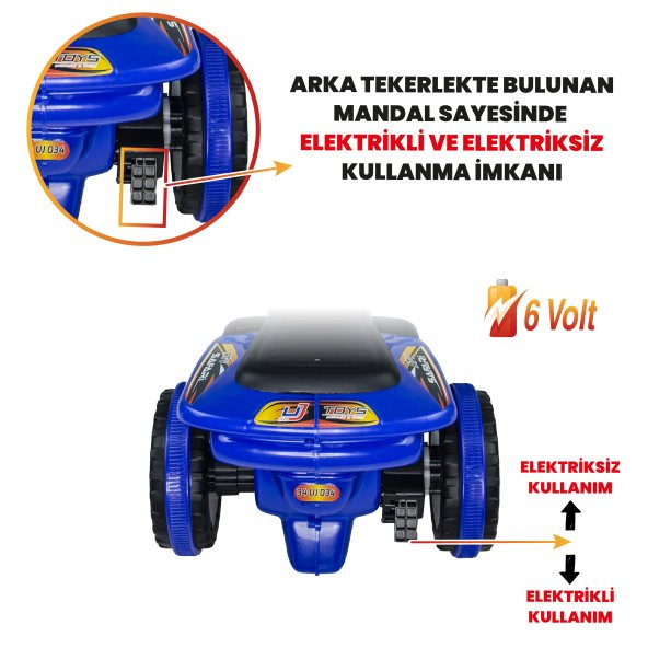 UJ Toys Uzaktan Kumandalı Akülü Atv 6v Safari-Mavi ürün görseli 1
