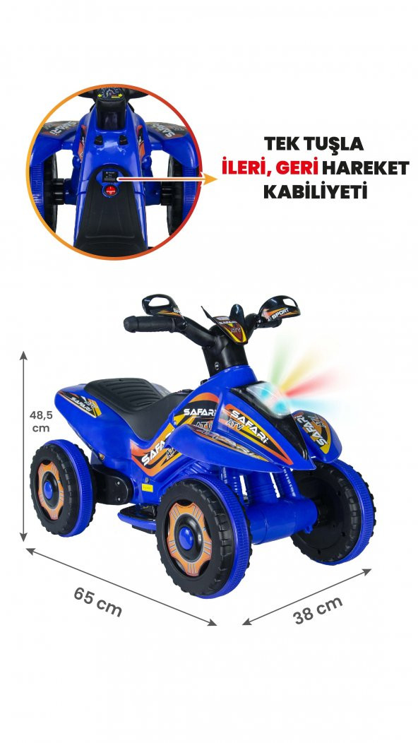 UJ Toys Müzikli ve Led Işıklı Safari Akülü Atv 6V-Mavi ürün görseli 1